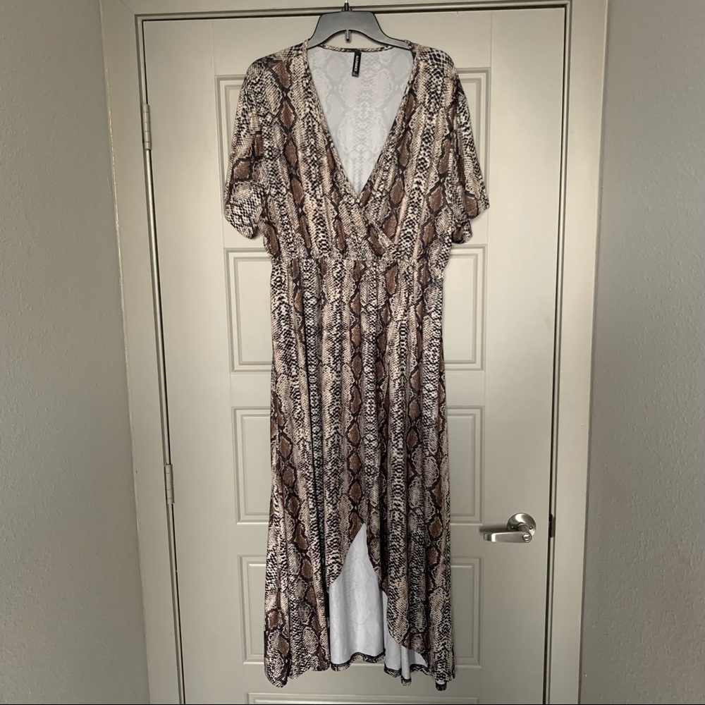 Snake Print Faux Wrap Dress